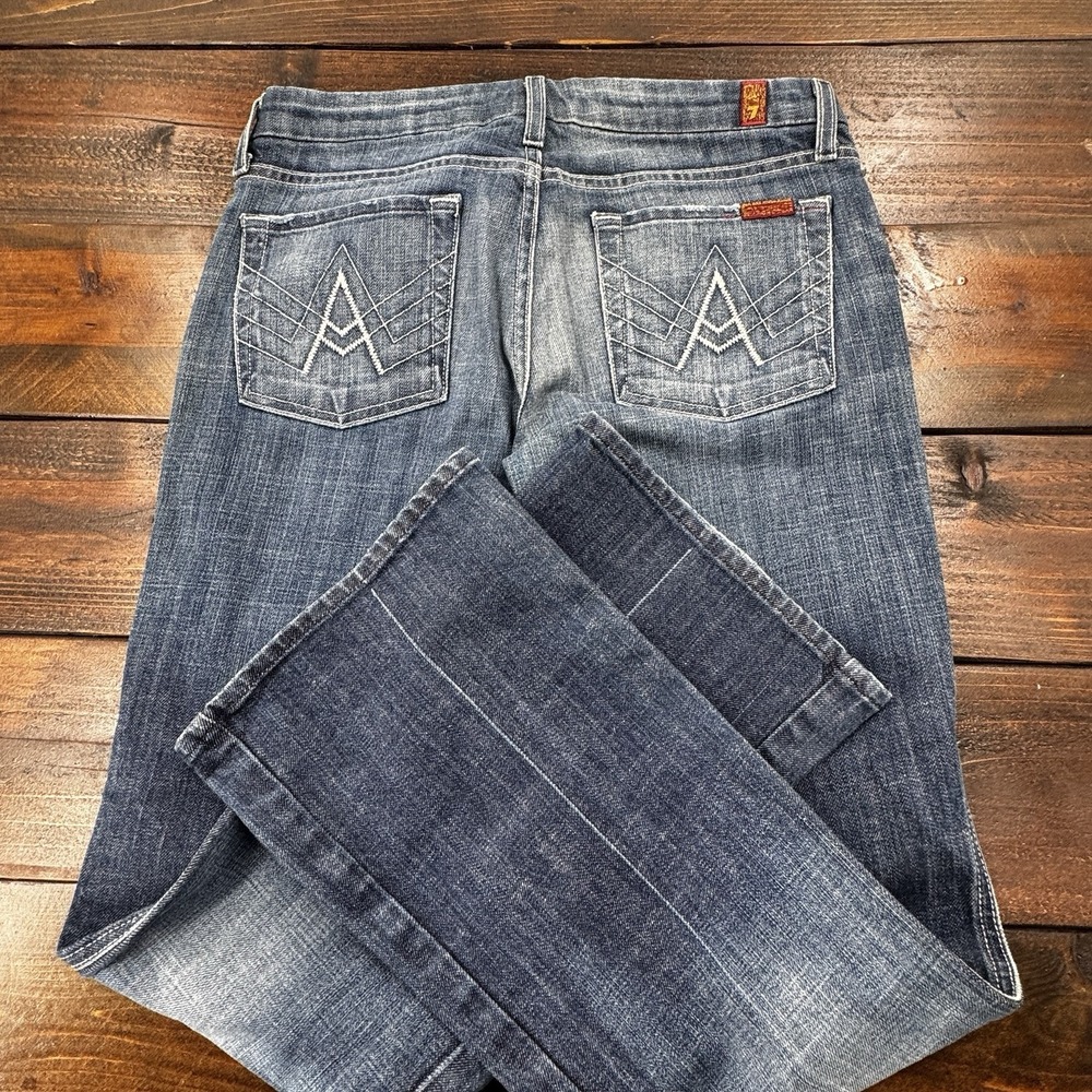 7 For All Mankind Womens Bootcut Jeans A Pocket Flip Flop Distressed Size 31/30 - Picture 10 of 13